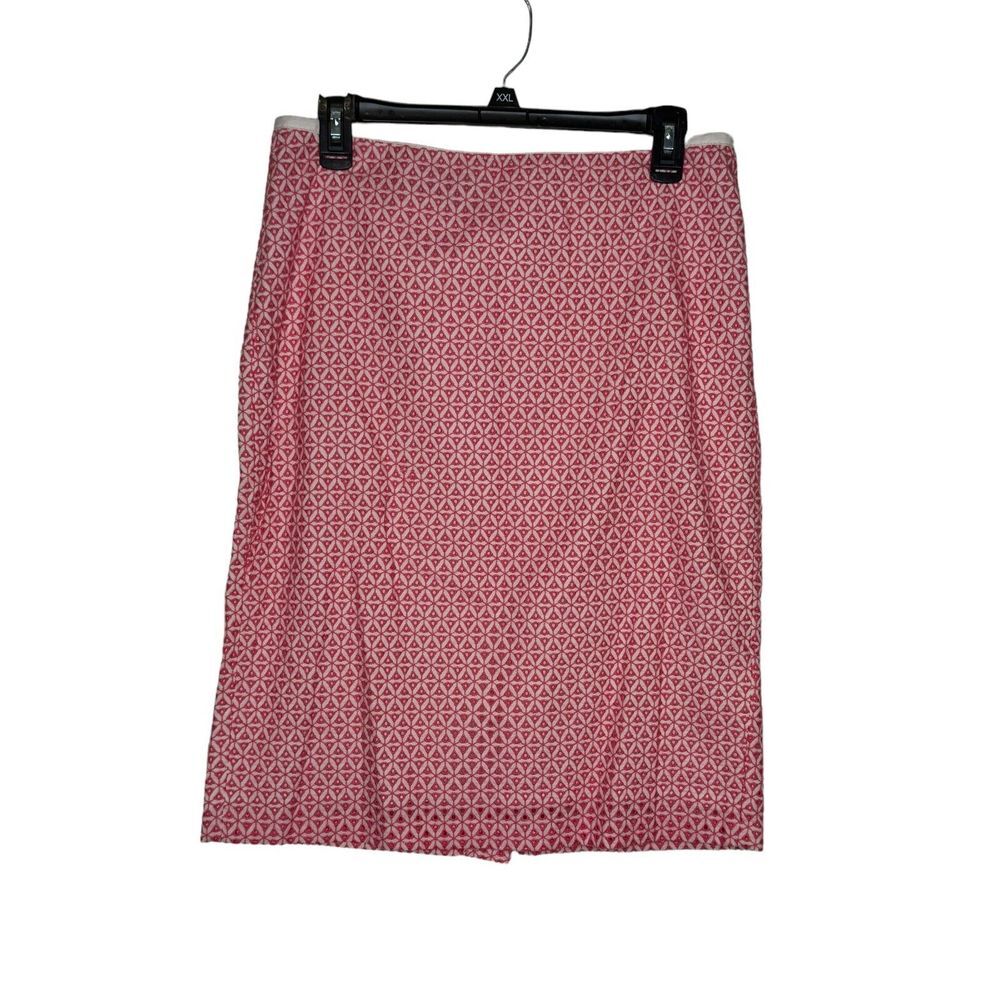 Talbots Women's Skirt Embroidered Lined Cutout Pencil Style Pink/Cream Size 8